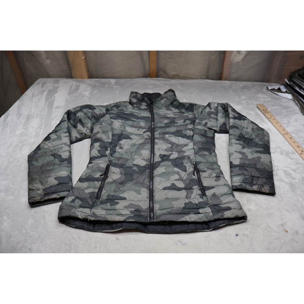 Columbia‎ Jacket Womens Medium Green Camo White Out Omni Heat Puffer Light Pack